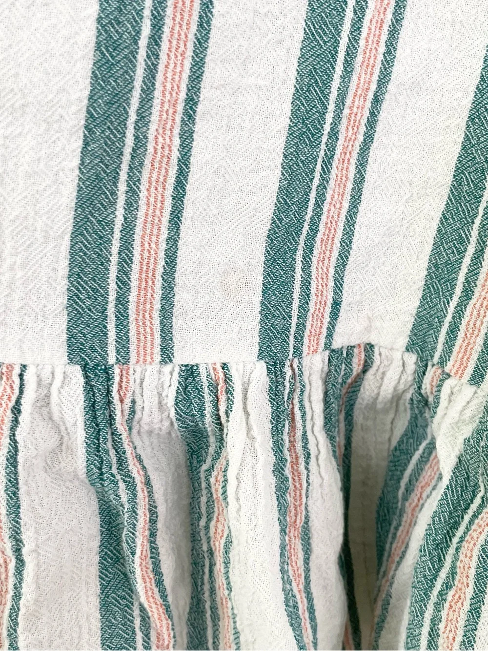 ZIMMERMAN Kids Kali Striped Cotton Dress Blue Green size 6Y Ruffle Hem Tie Neck